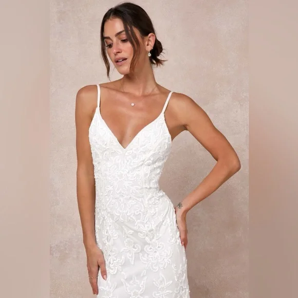 Lulus Everlasting Passion White Sequin Beaded Backless Maxi Dress Lulus Everlasting Passion White Sequin Beaded Backless Maxi Dress